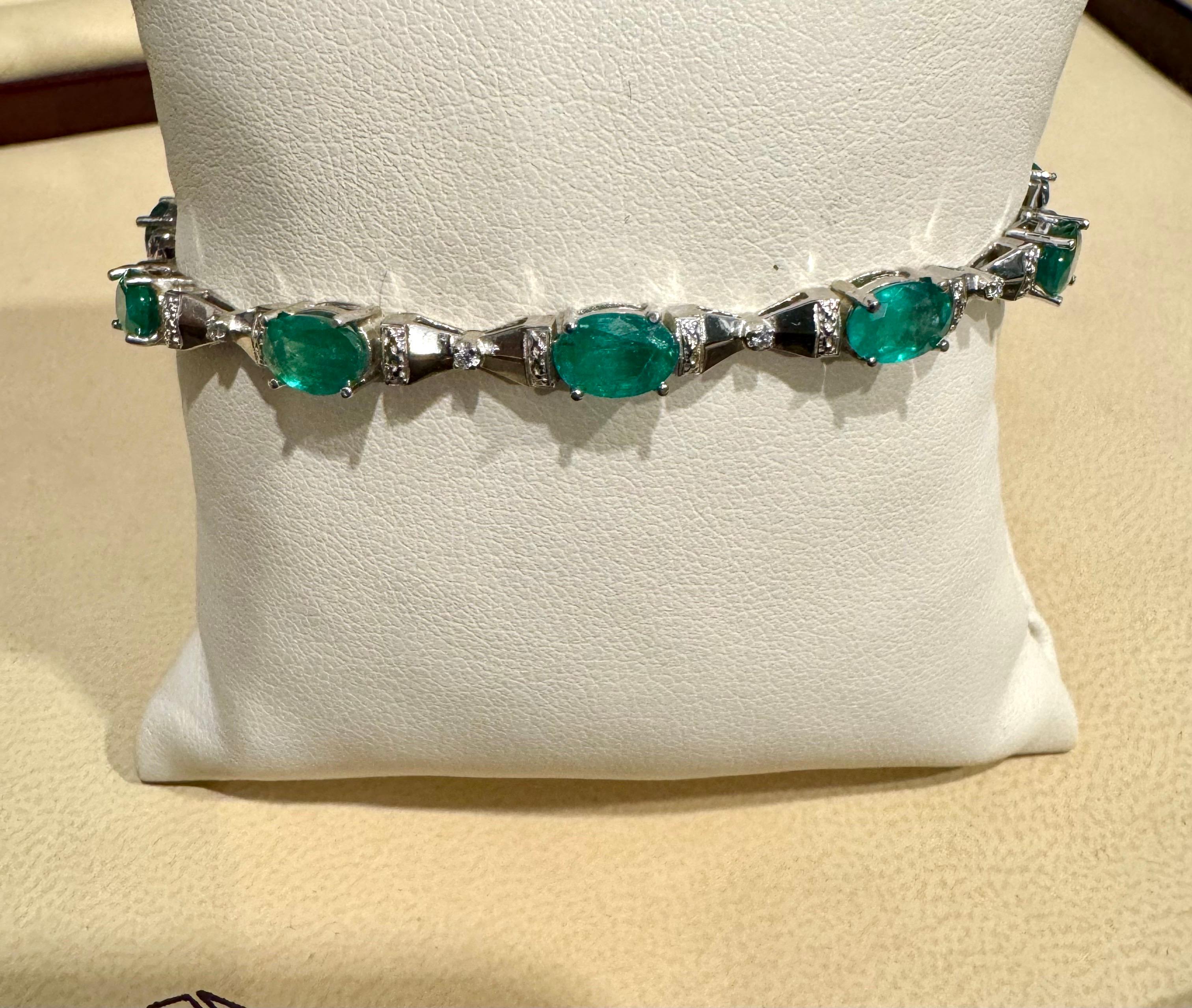 Bracciale Tennis Cocktail con smeraldo naturale e diamanti da 11 carati, oro bianco 14 carati in vendita 10