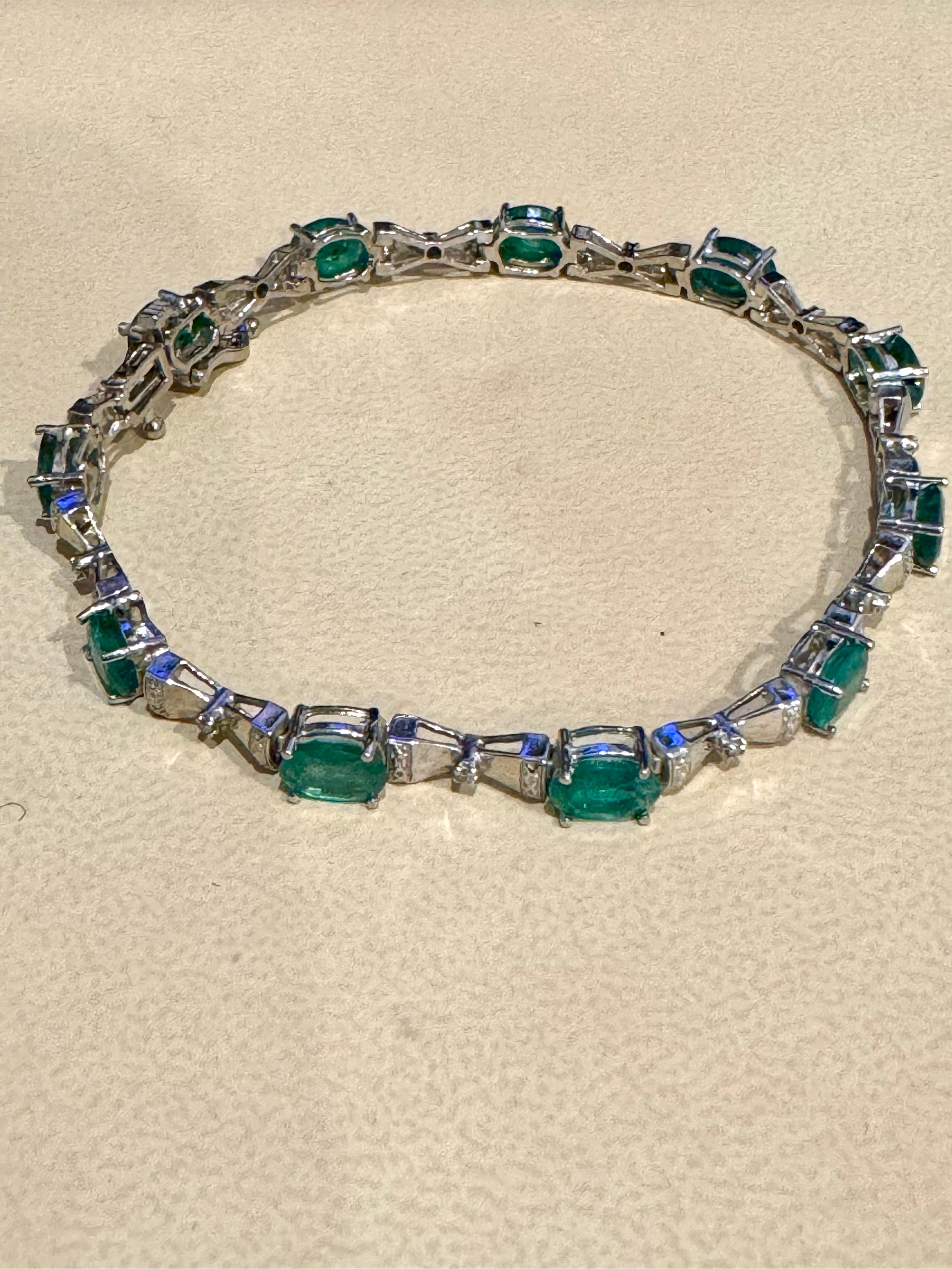 Bracciale Tennis Cocktail con smeraldo naturale e diamanti da 11 carati, oro bianco 14 carati in vendita 11