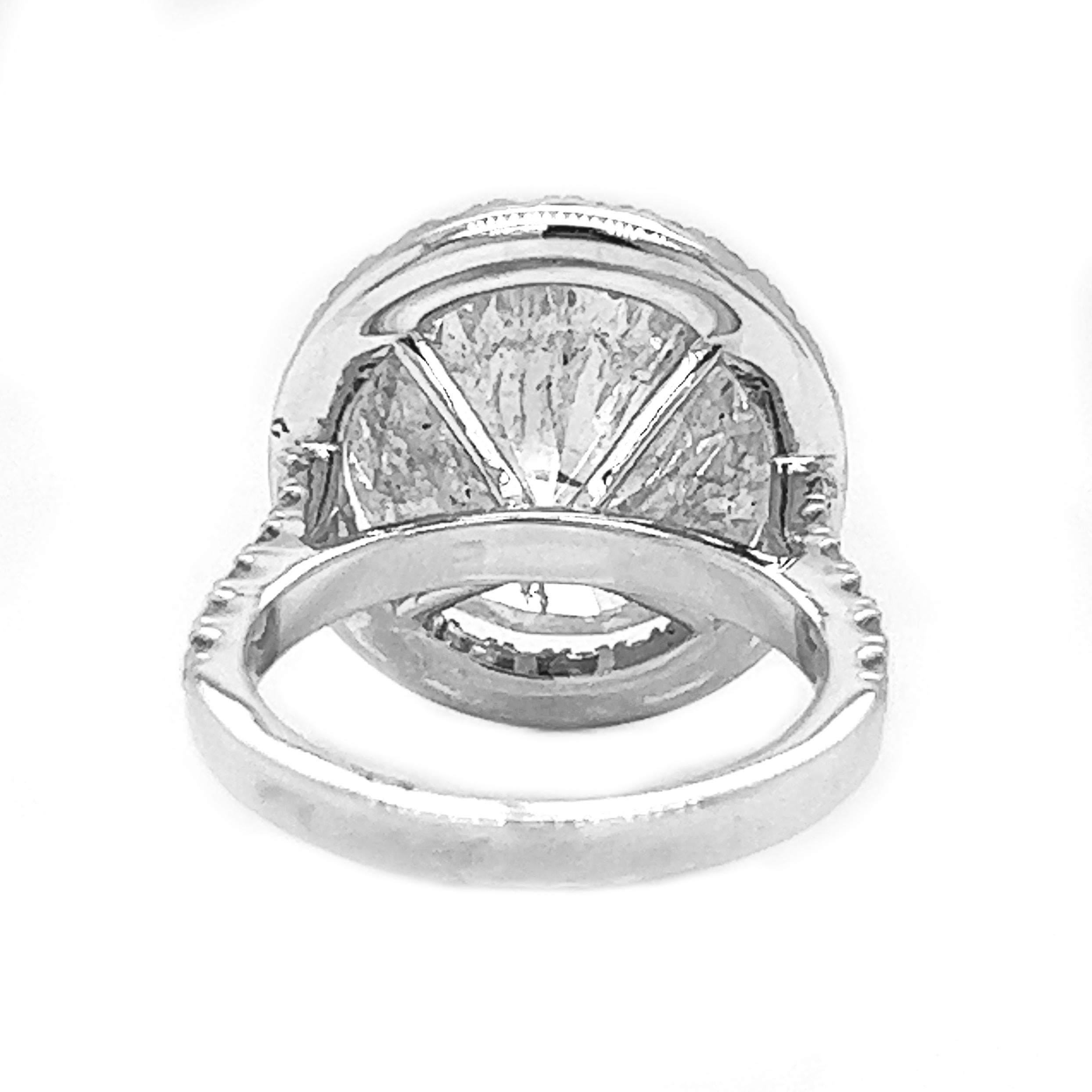 11 Carat Natural Mined Round Diamond Halo Bridal Anniversary Ring 14K White Gold In New Condition For Sale In Los Angeles, CA