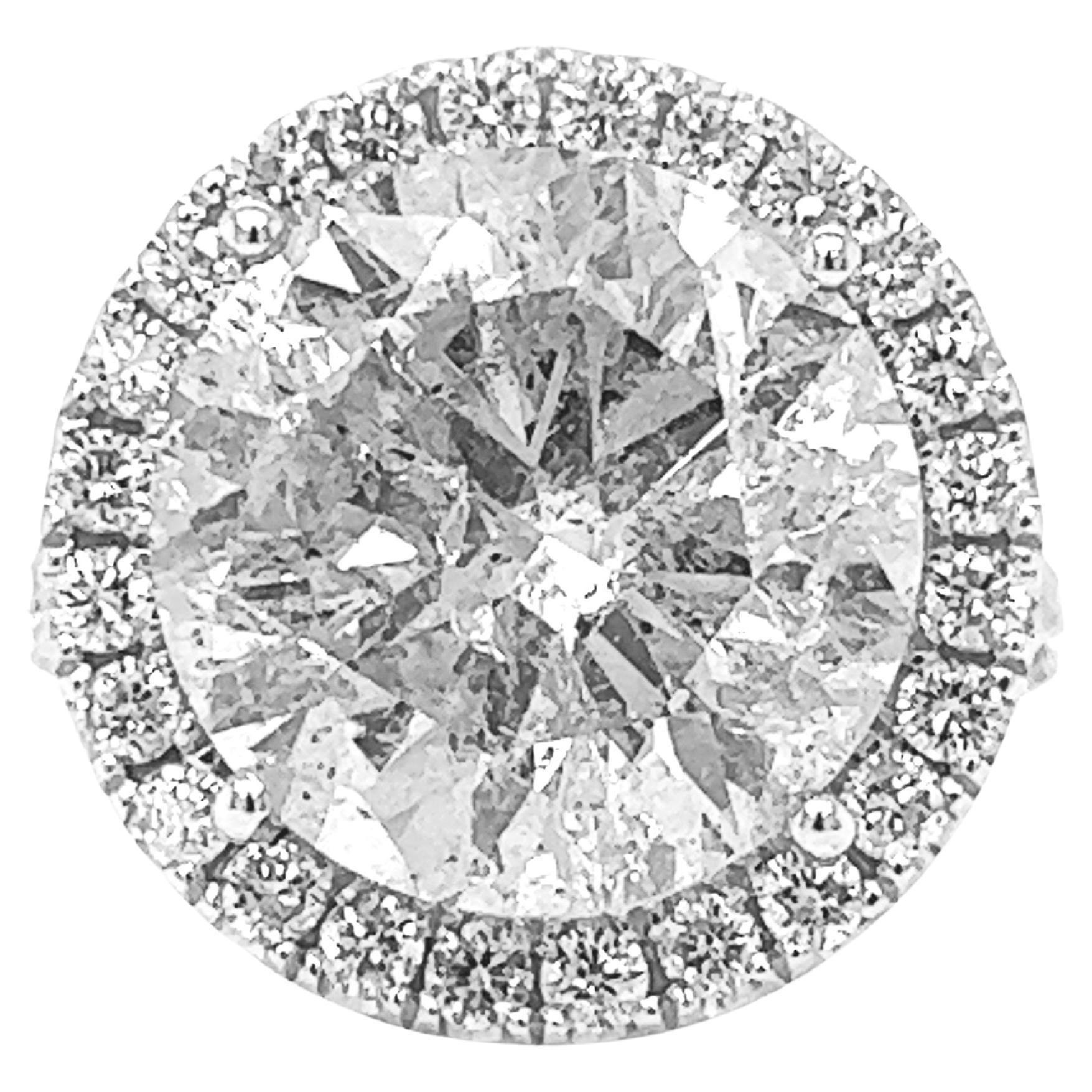 Bague d'anniversaire de mariage en or blanc 14 carats avec diamant rond taille naturelle de 11 carats en vente