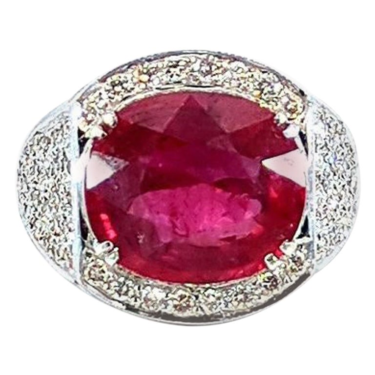 11 Carat Natural Ruby Ring and 2.3 carat Diamond Cocktail Ring For Sale