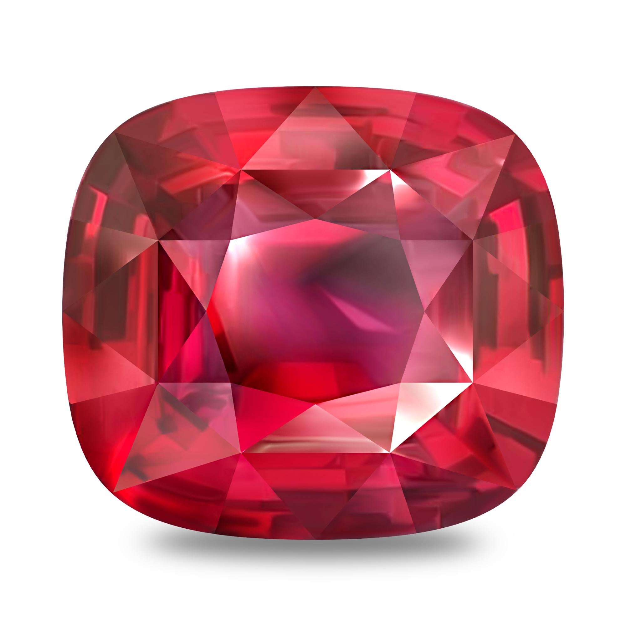 Modern 27 Carat Natural Vibrant Red Pink Spinel Mahenge Cushion GRS Certificate