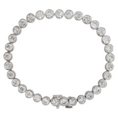 11 Carat Old European Cut Diamond Bezel Set Platinum Tennis Bracelet