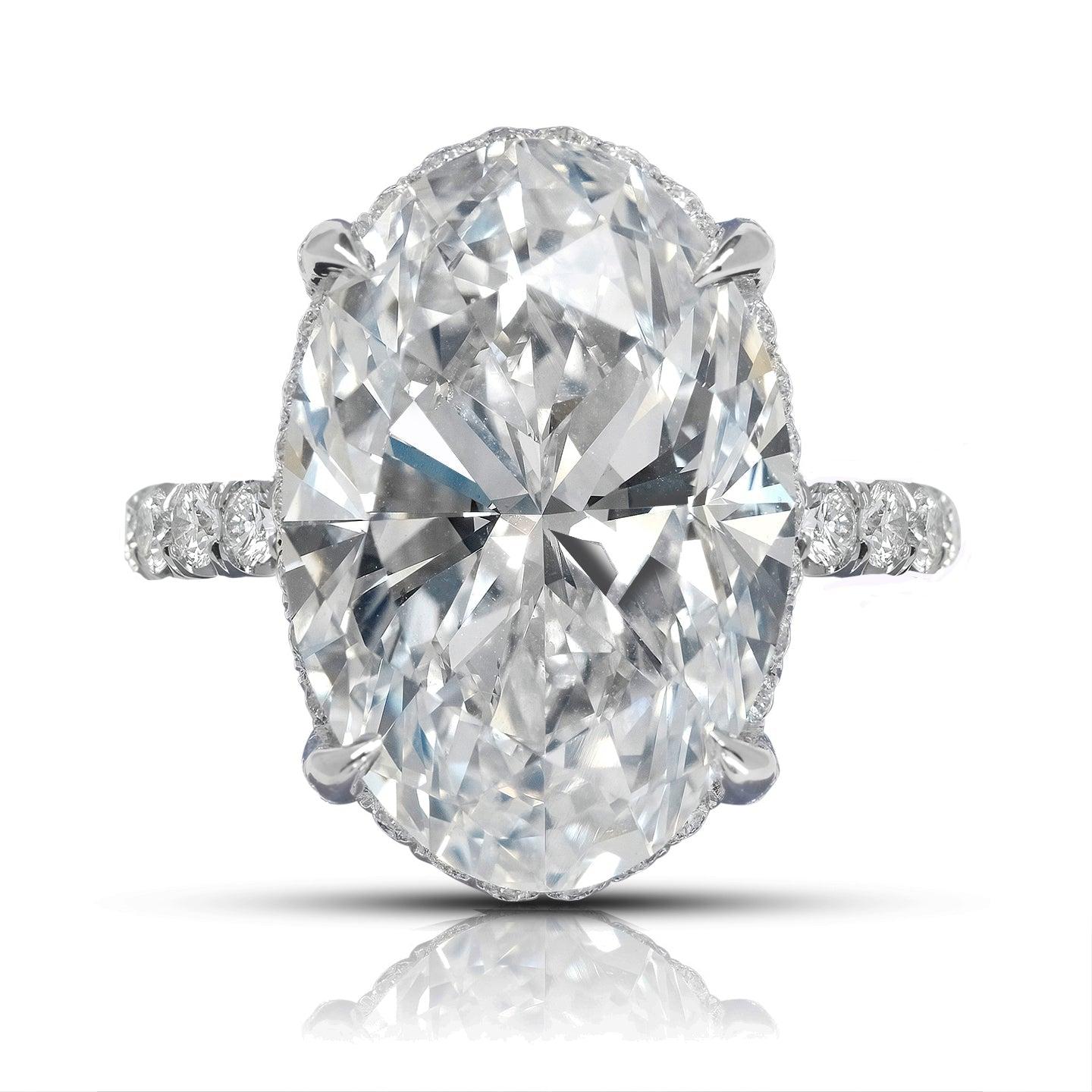 For Sale:  11 Carat Oval Cut Diamond Engagement Ring Platinum GIA Certified D VVS2  2