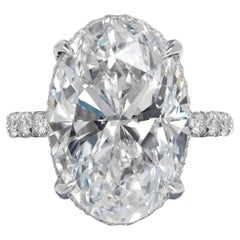 11 Carat Oval Cut Diamond Engagement Ring Platinum GIA Certified D VVS2 