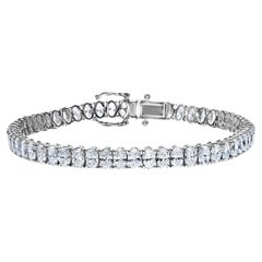 Bracelet tennis à une rangée de diamants taille ovale de 11 carats certifiés