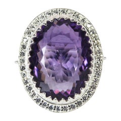 11 carat Oval Cut Natural Amethyst Ring