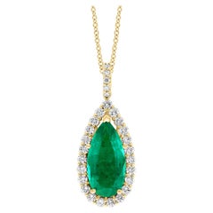 11 Carat Pear Shape Colombian Emerald and Diamond Pendant Necklace Enhancer