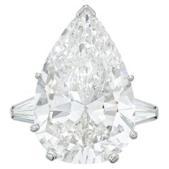11 Carat Pear Statement Brilliant White / D color VVS 14K Diamond Ring