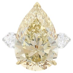 11 Carat Pear Statement Fancy Yellow 14K White Gold A Crown-Worthy Fancy Rarity