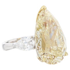 11 Carat Pear Statement Fancy Yellow 14K White Gold A Crown-Worthy Fancy Rarity