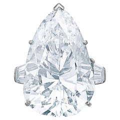 11 Carat Pear Statement Type IIa Brilliant White / D color FL/IF 14K White Gold
