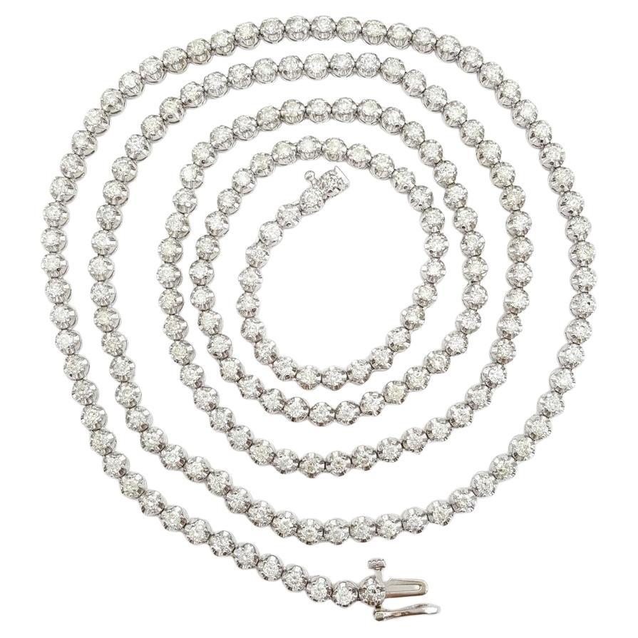 11 Carat Round Brilliant Cut Diamonds White Gold Tennis Necklace For Sale