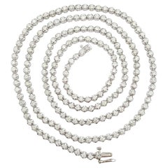 11 Carat Round Brilliant Cut Diamonds White Gold Tennis Necklace