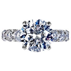 11 Carat Round Brilliant Diamond Engagement Ring Certified J SI1