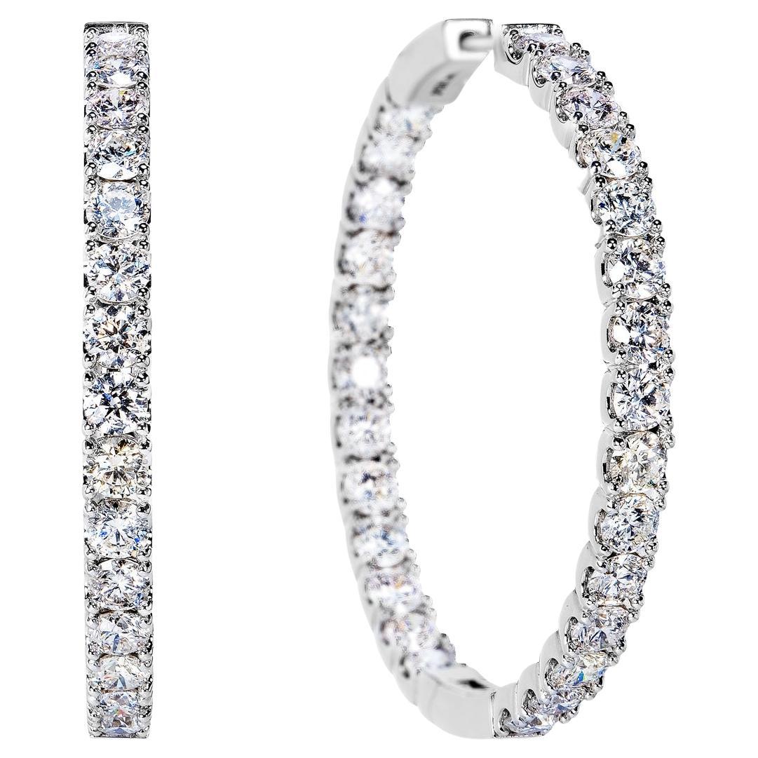 11 Carat Round Brilliant Diamond Hoop Earrings Certified For Sale