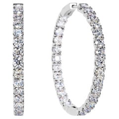 11 Carat Round Brilliant Diamond Hoop Earrings Certified
