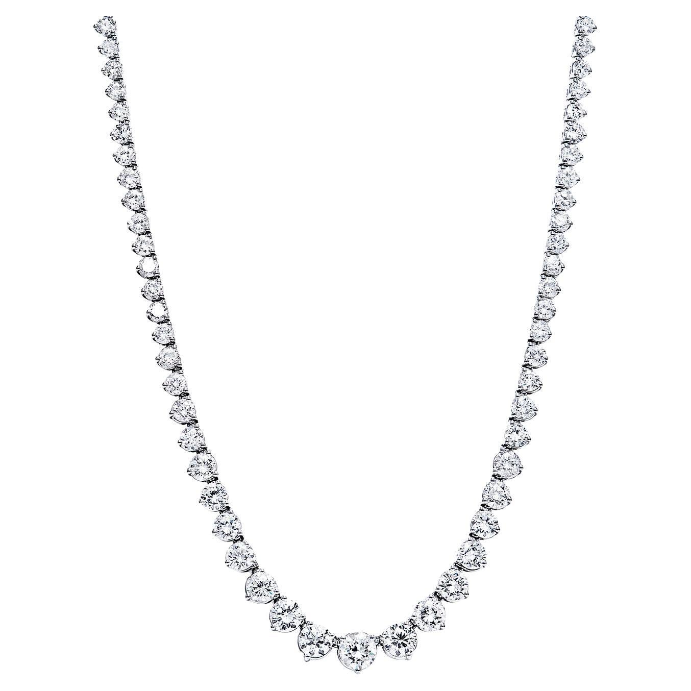 11 Carat Round Brilliant Diamond Riviera Necklace Certified For Sale