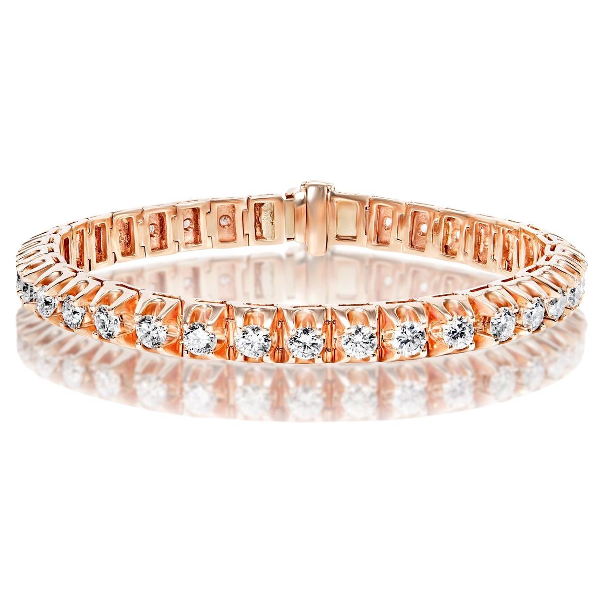 Bracelet tennis à rangée unique de diamants ronds et brillants de 11 carats