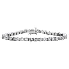 Bracciale con diamanti rotondi da 11 carati in oro bianco 14K Stupefacente e lussuoso