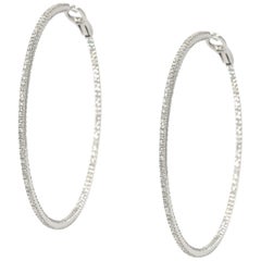 11 Carat Round Diamond White Gold Hoop Earrings