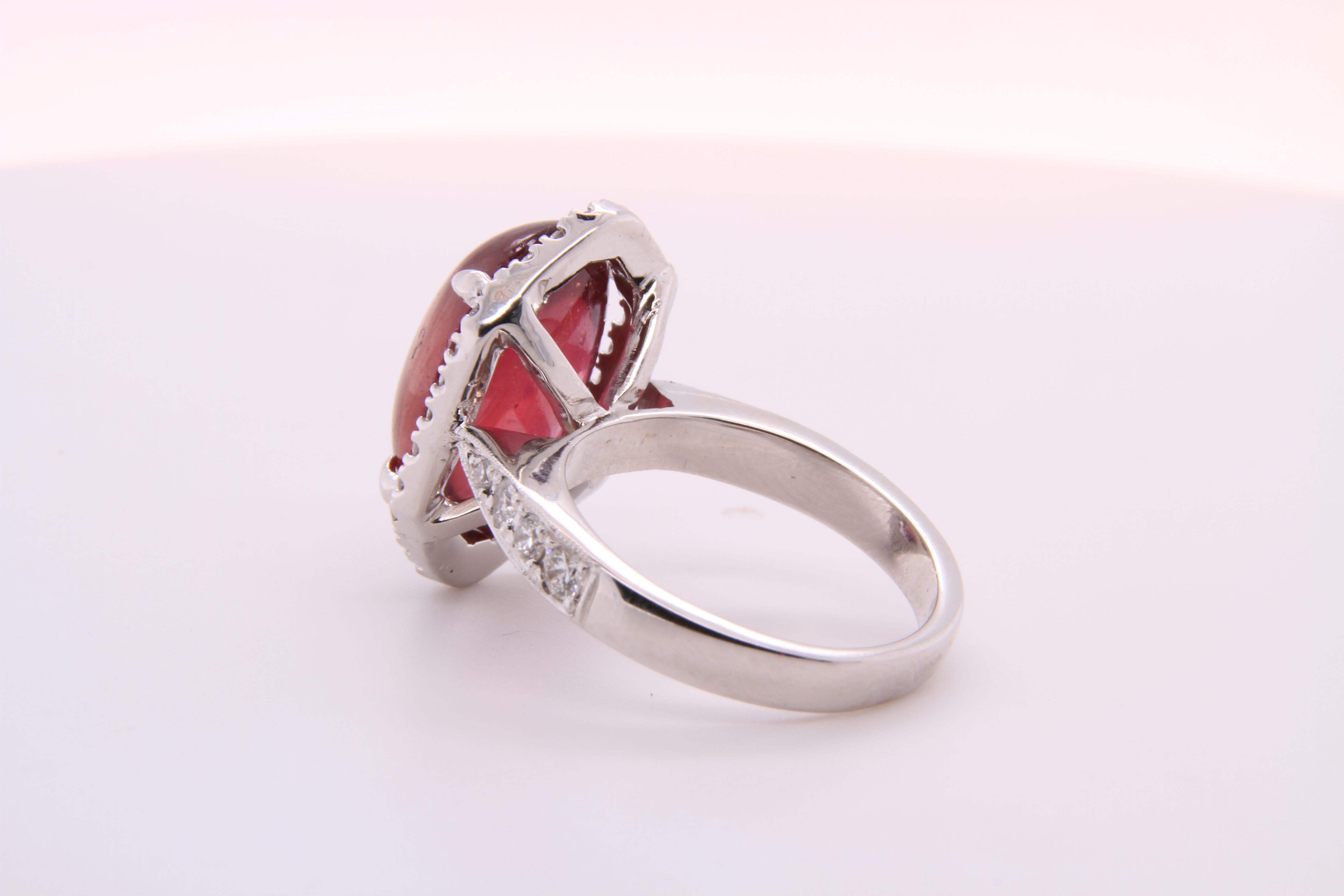 11 Carat Ruby Cabochon, Dome, with Diamonds, Cocktail Ring 4