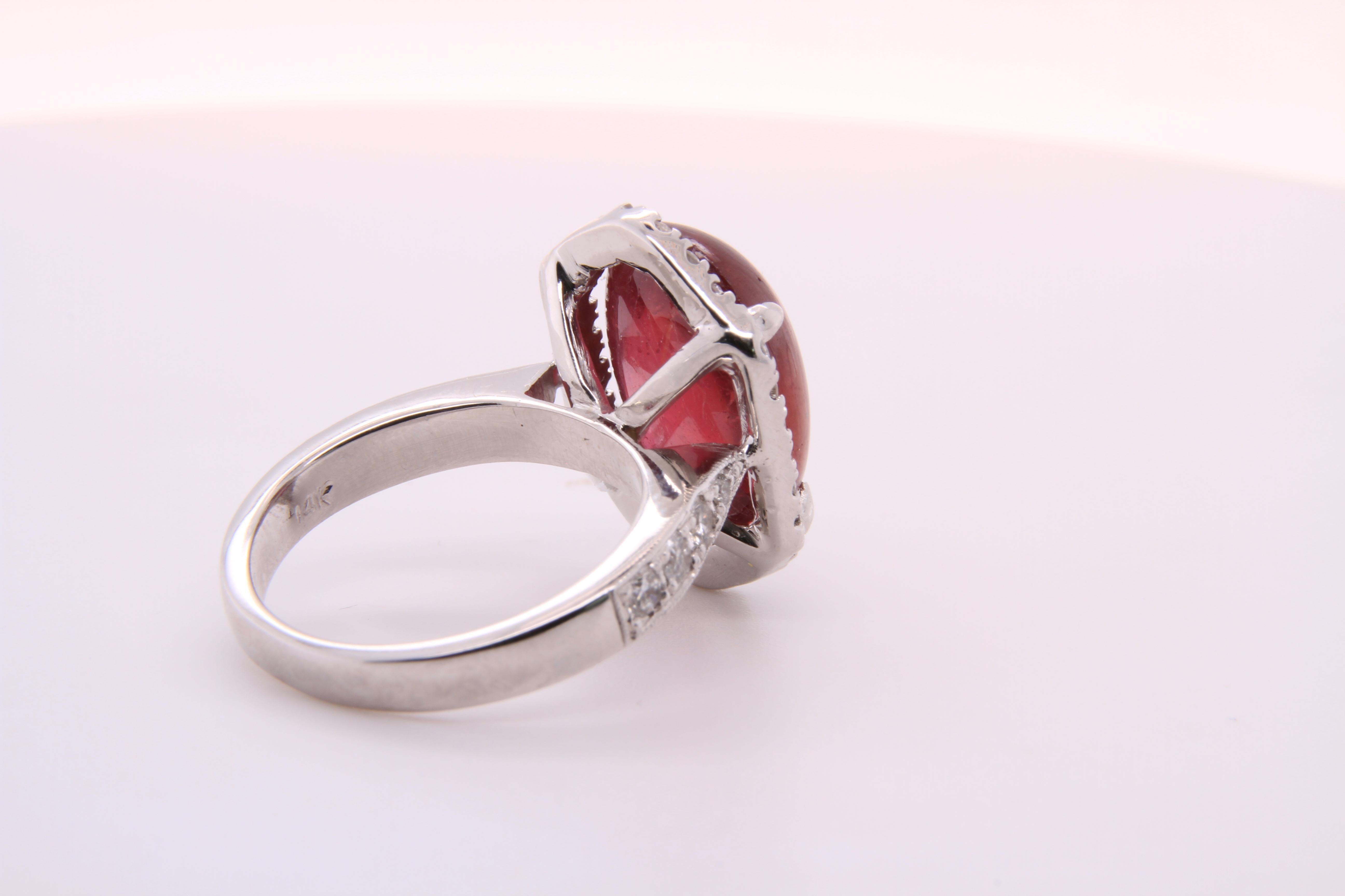 11 Carat Ruby Cabochon, Dome, with Diamonds, Cocktail Ring 6