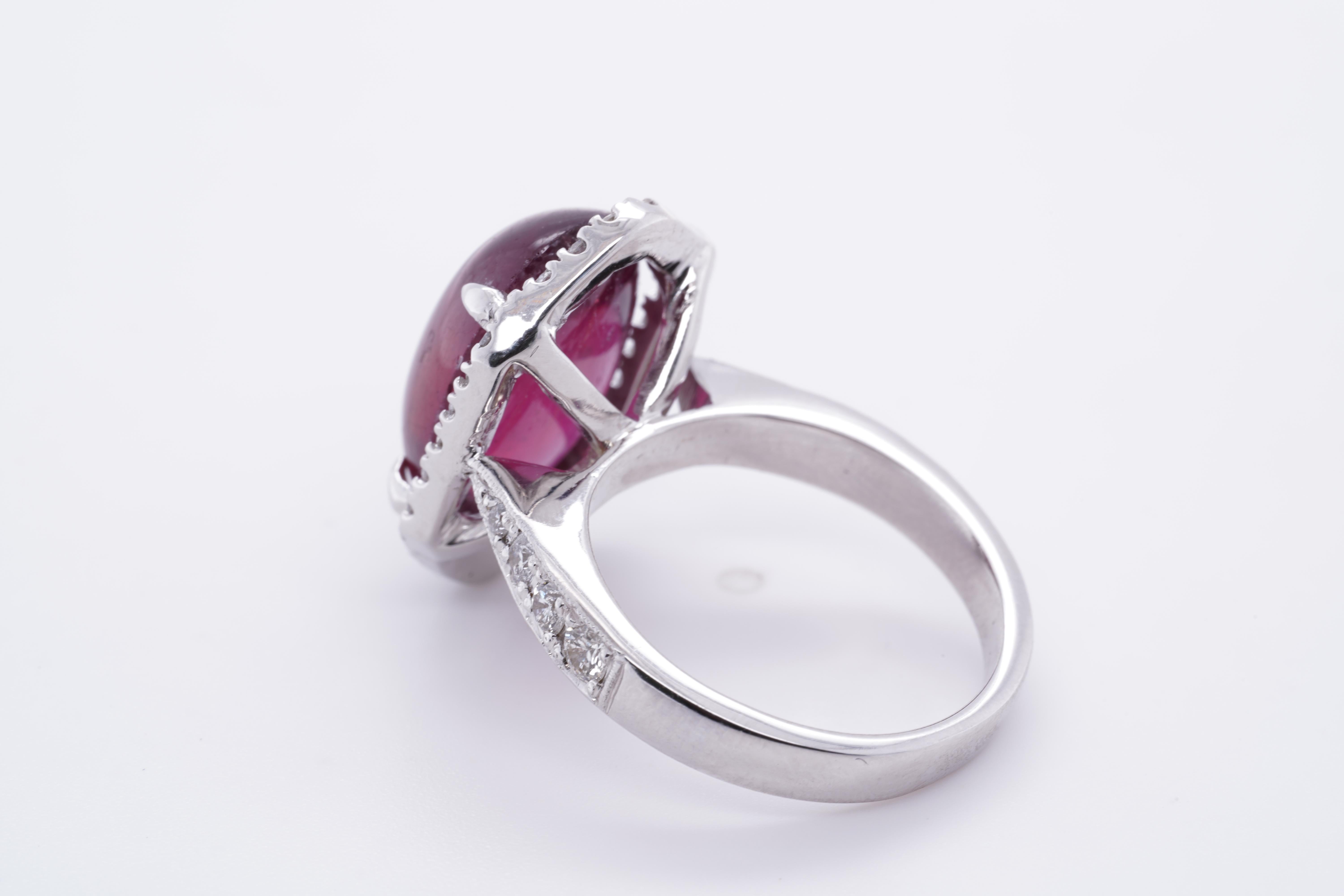 11 Carat Ruby Cabochon, Dome, with Diamonds, Cocktail Ring 12