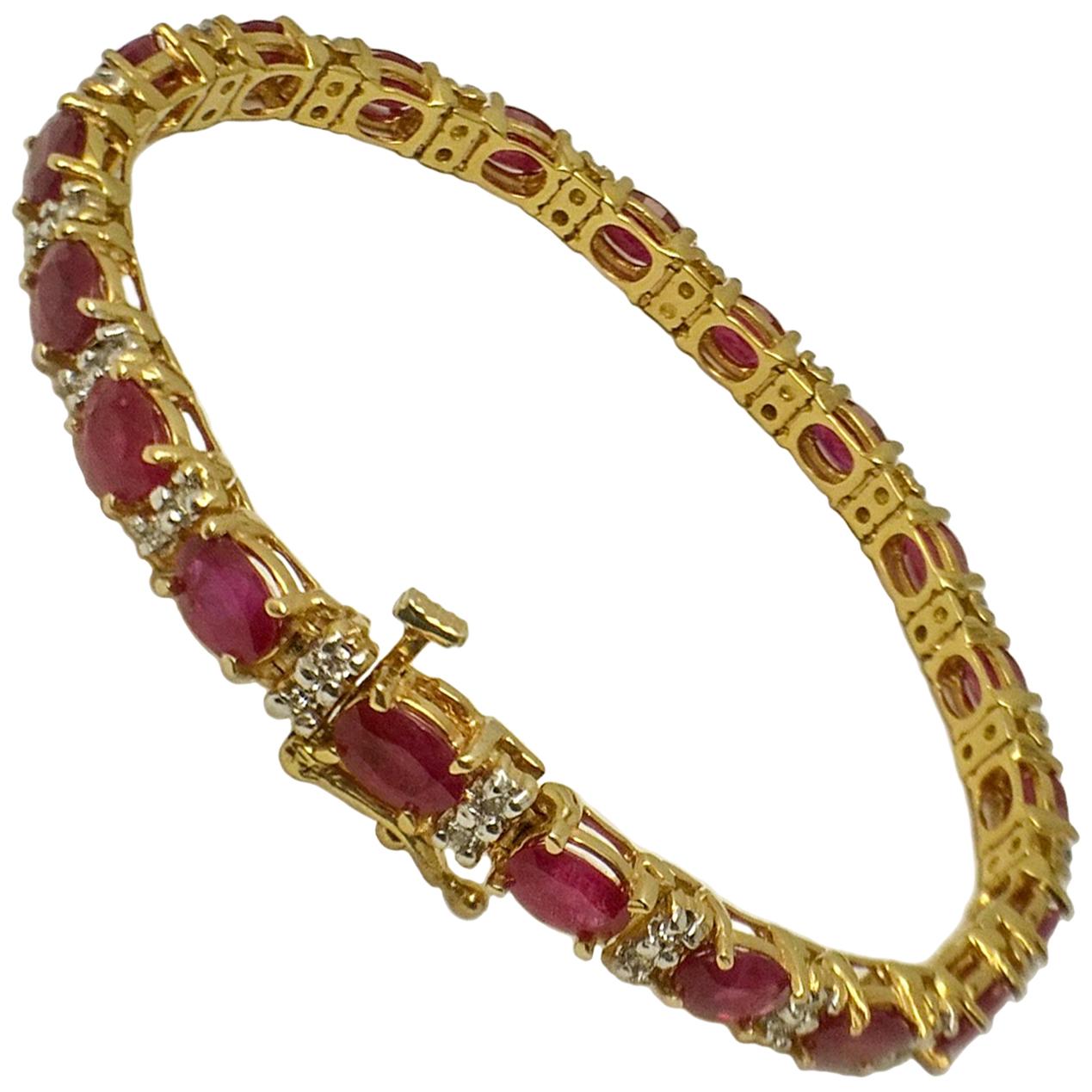 Retro Ruby Gold Bangle Bracelet at 1stdibs