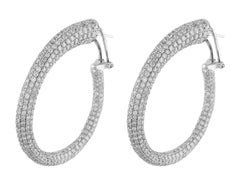 11 Carat Semi Oval Diamond Hoop Earrings