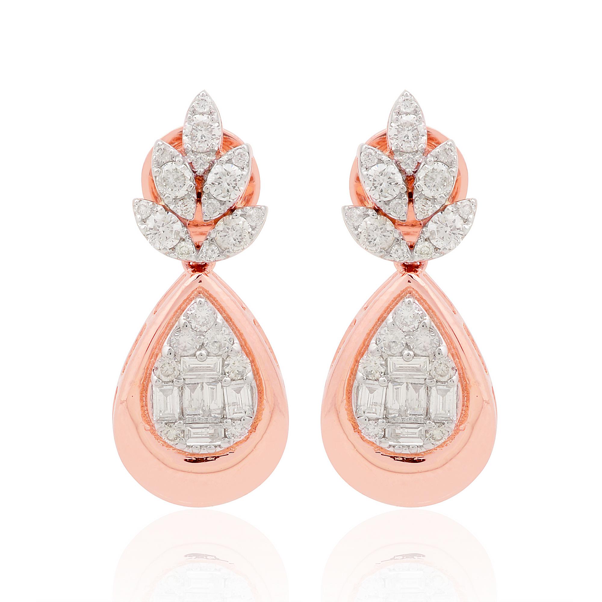 Item Code :- SEE-1756A
Gross Wt. :- 6.91 gm
18k Rose Gold Wt.  :- 6.69 gm
Diamond Wt. :- 1.10 Ct. ( AVERAGE DIAMOND CLARITY SI1-SI2 & COLOR H-I )
Earrings Size :- 26 mm approx.
✦ Sizing
.....................
We can adjust most items to fit your