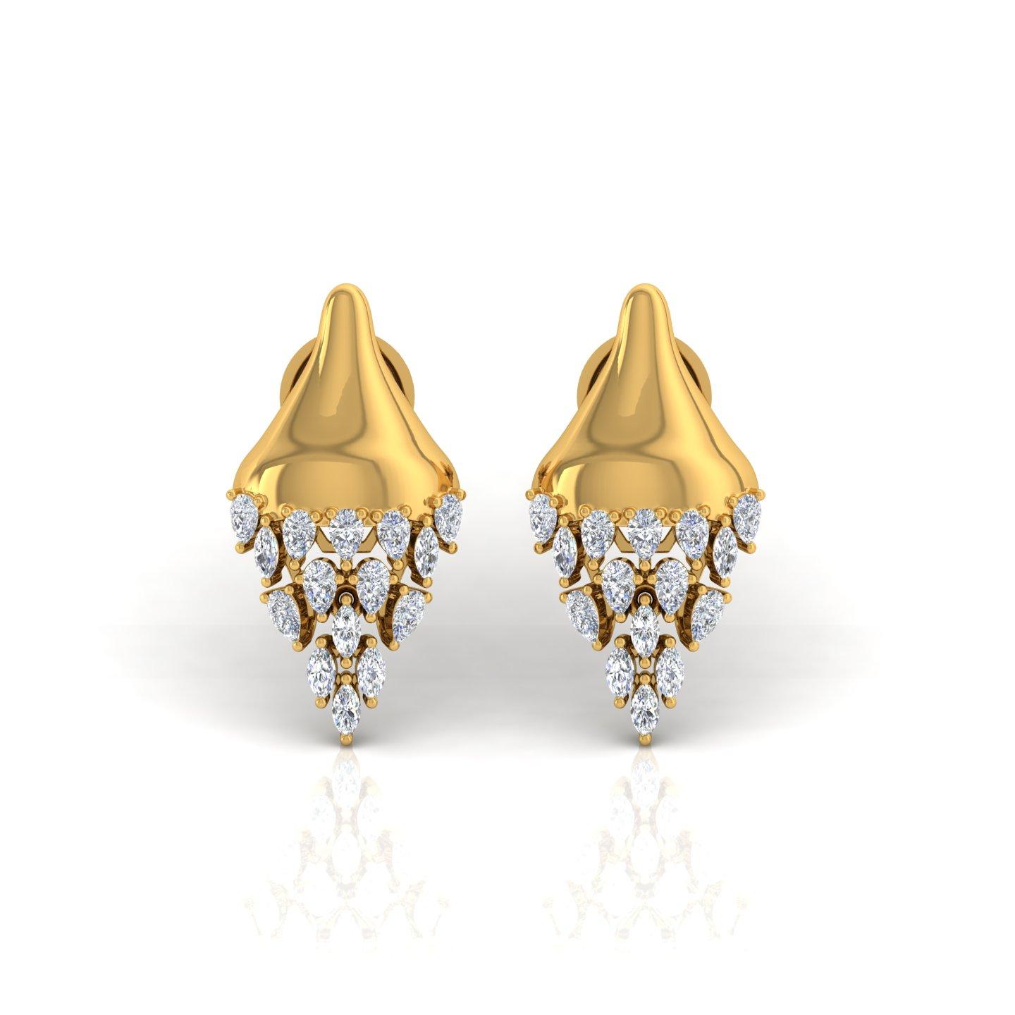 Modern 1.1 Carat SI Clarity HI Color Diamond Stud Earrings 18 Karat Yellow Gold Jewelry For Sale