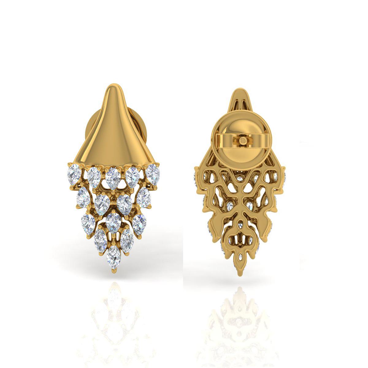 Round Cut 1.1 Carat SI Clarity HI Color Diamond Stud Earrings 18 Karat Yellow Gold Jewelry For Sale