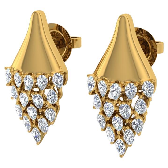 1.1 Carat SI Clarity HI Color Diamond Stud Earrings 18 Karat Yellow Gold Jewelry For Sale