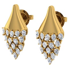 1.1 Carat SI Clarity HI Color Diamond Stud Earrings 18 Karat Yellow Gold Jewelry