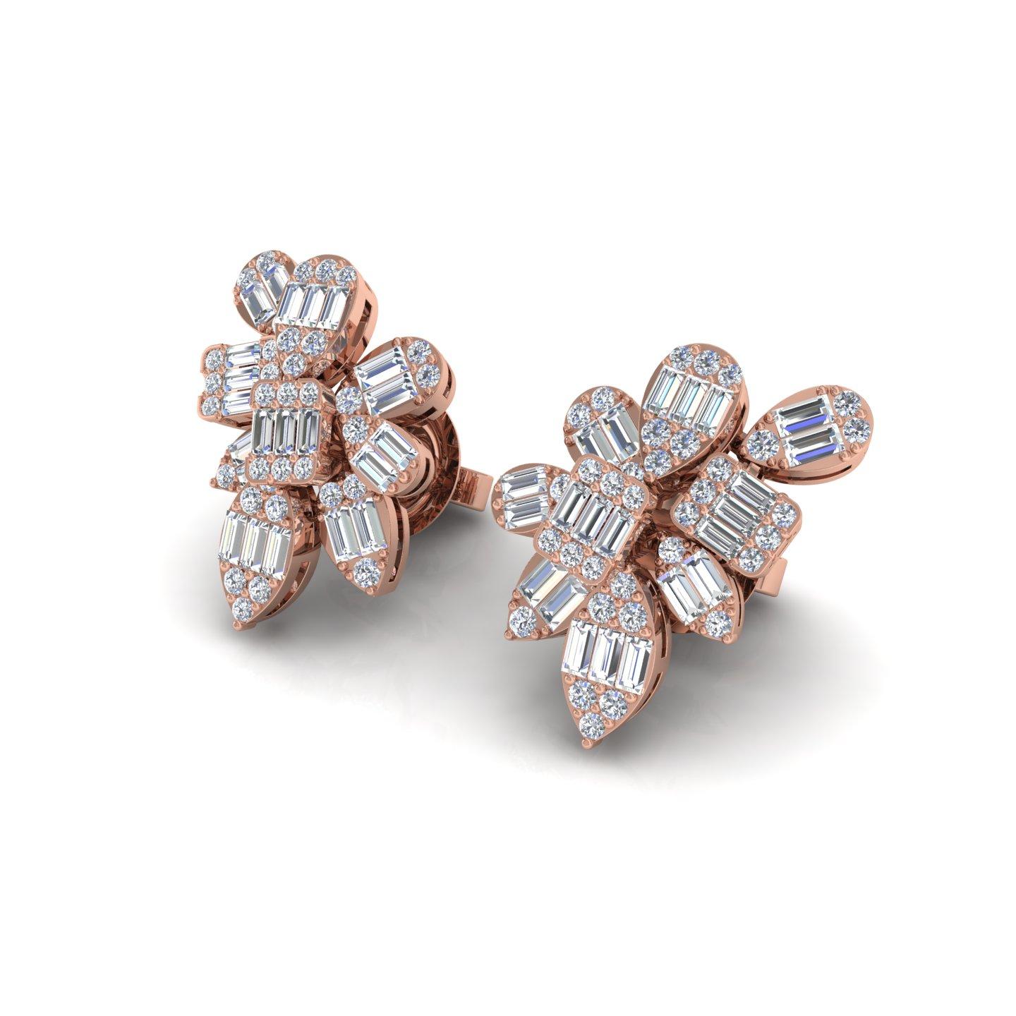 Modern 1.10 Carat SI/H Brilliant Cut Diamond Earrings 18 Karat Rose Gold Fine Jewelry For Sale