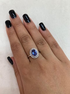 Sunita Nahata Tanzanite 1.10ct. Fancy Ring in 18K White Gold with Diamond.