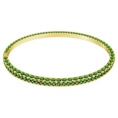 11 Carat Tsavorite 18 Karat Yellow Gold Bangle "Art Deco" Collection by D&A