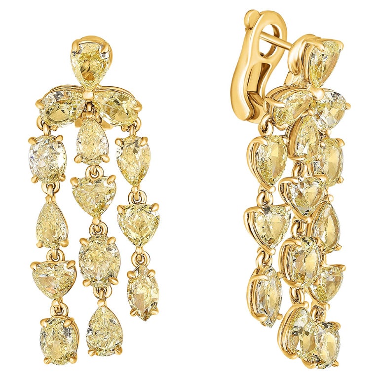 11 Carat Yellow Diamond 18k Yellow Gold Chandelier Drop Earrings. For Sale at 1stDibs