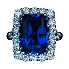 11 Ct Ceylon Sapphire Diamond Platinum Ring