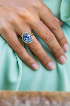 11 carat natural no heat sapphire and diamond 1960s yellow gold ring