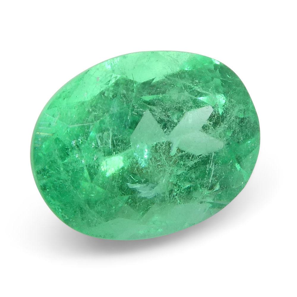 1.1 Ct Oval Emerald GIA Certified Colombian F1/Minor For Sale 3