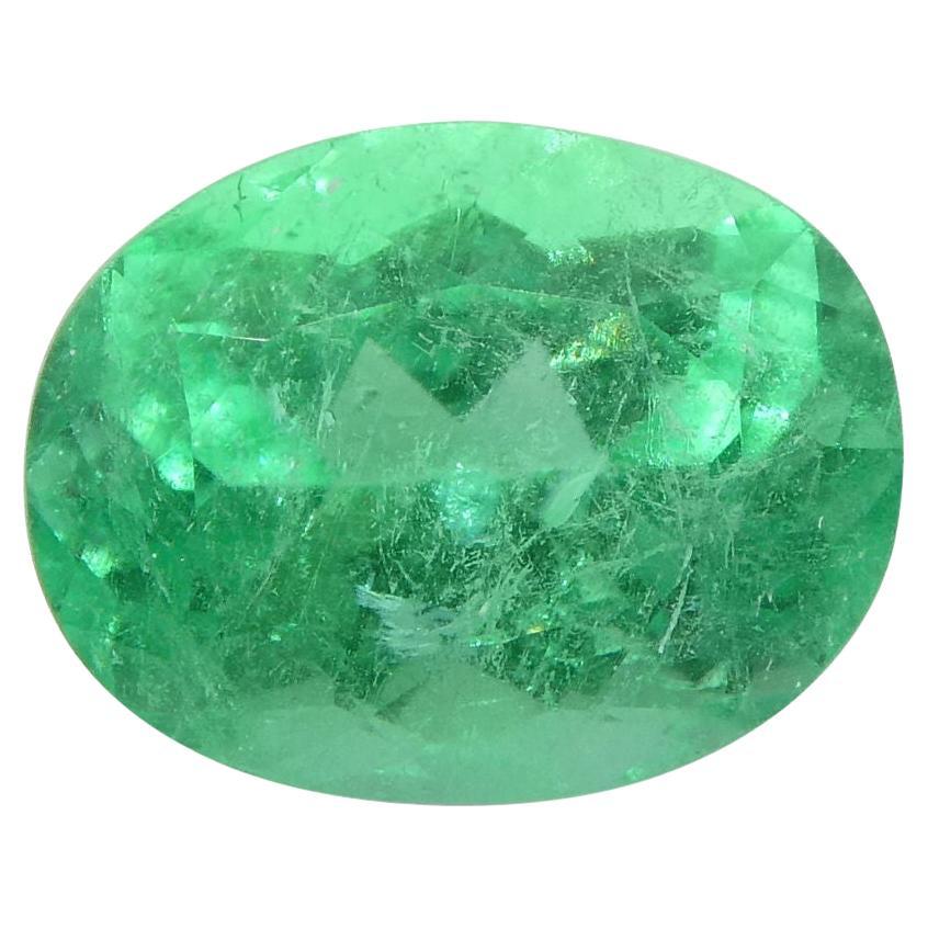 1.1 Ct Oval Emerald GIA Certified Colombian F1/Minor For Sale