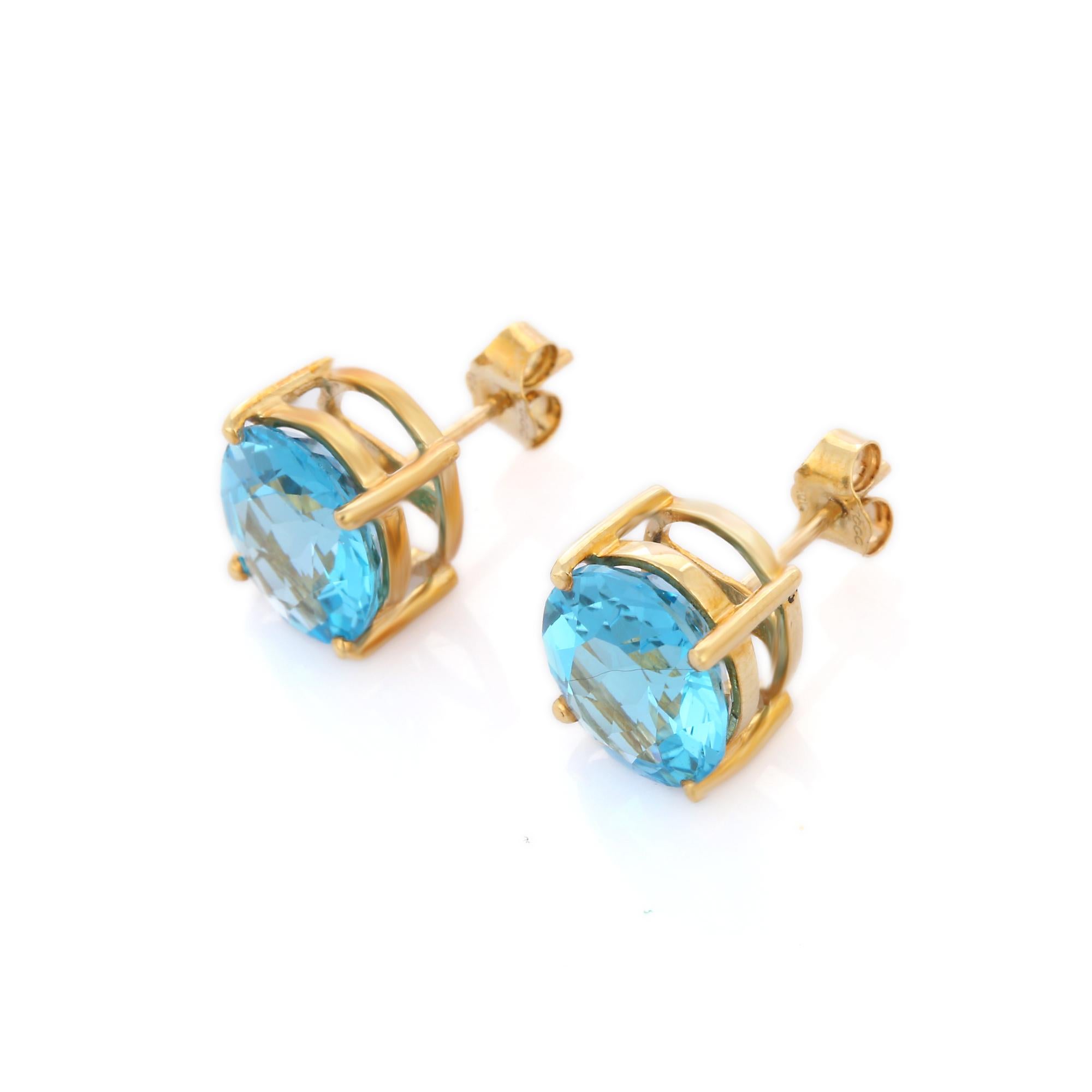 Studs create a subtle beauty while showcasing the colors of the natural precious gemstones.

Oval cut blue topaz studs in 10K gold. Embrace your look with these stunning pair of earrings suitable for any occasion to complete your outfit.

PRODUCT