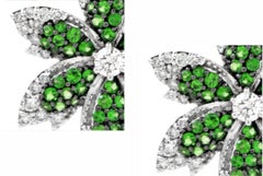 Orecchini con perno floreale di 1,1 carati di Tsavorite e 0,95 carati di diamante bianco