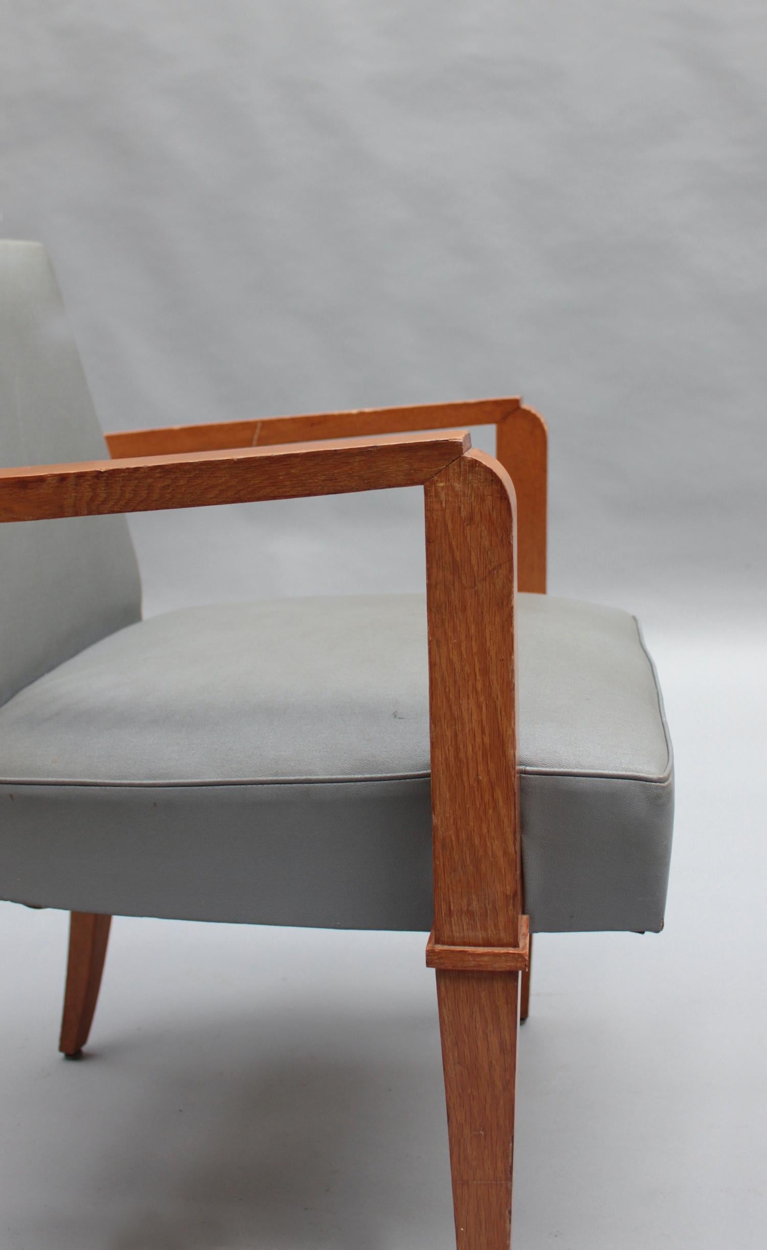 11 Fine French 1940s Oak Armchairs by Jacques Quinet (price is per chair) For Sale 5