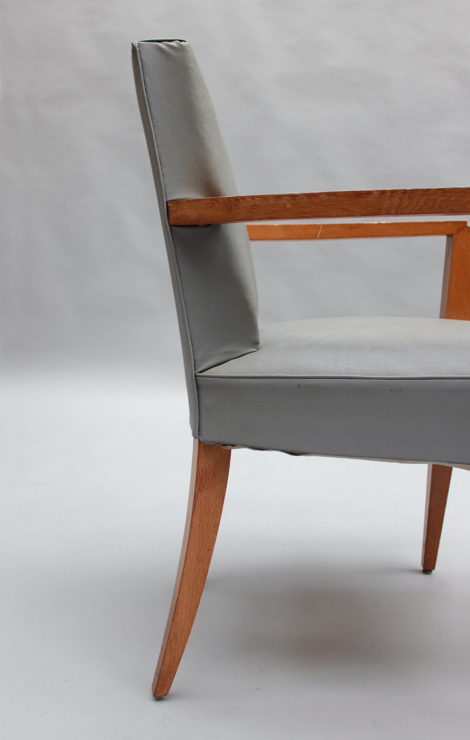 11 Fine French 1940s Oak Armchairs by Jacques Quinet (price is per chair) For Sale 4
