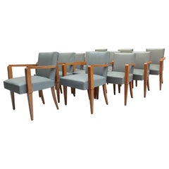 9 Fine French 1940s Oak Armchairs by Jacques Quinet (price is per chair)