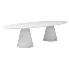 11 Foot Elliptical Outdoor Table, Matte White Lacquer