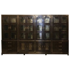 1970s Mastercraft Burl Wood Wall Unit or Bookcases